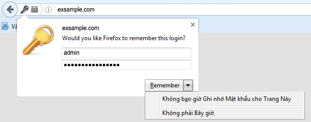 Firefox hỏi ghi nhớ đăng nhập