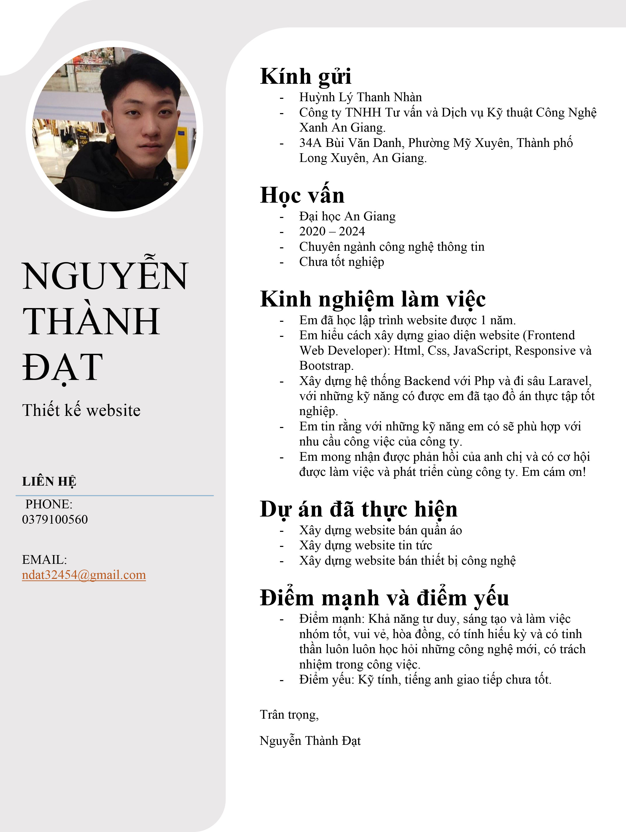 cv nguyen thanh dat